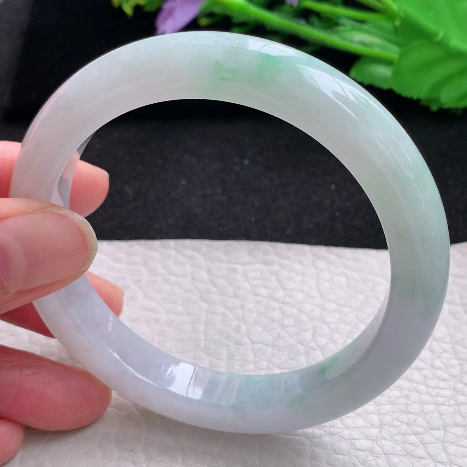 ss大圈口60*11.5*9.3平安镯 缅甸翡翠a货玉手镯大气飘绿玉手环