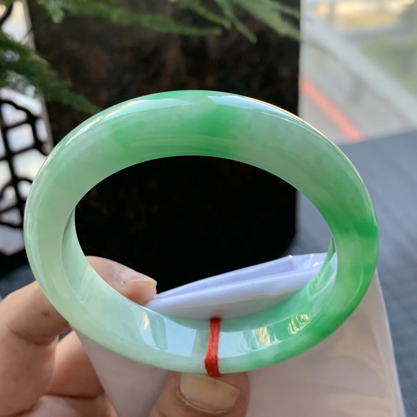 正圈一大节阳绿 无瑕 尺寸:56.6/13/8.9 色好🥰🥰