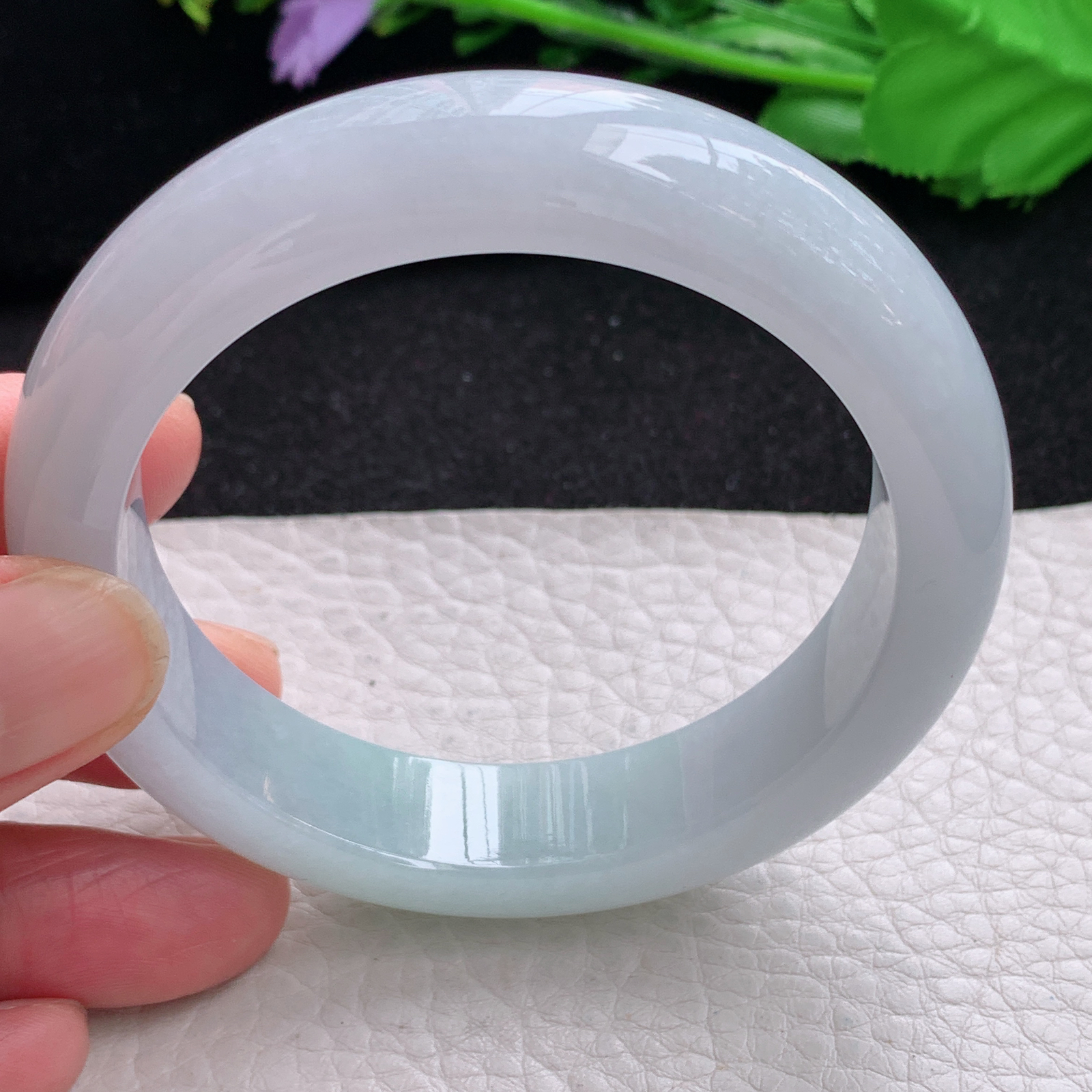 xd自然光55.5*13.5*8.7平安镯 缅甸翡翠a货玉手镯清新水润宽边玉手环