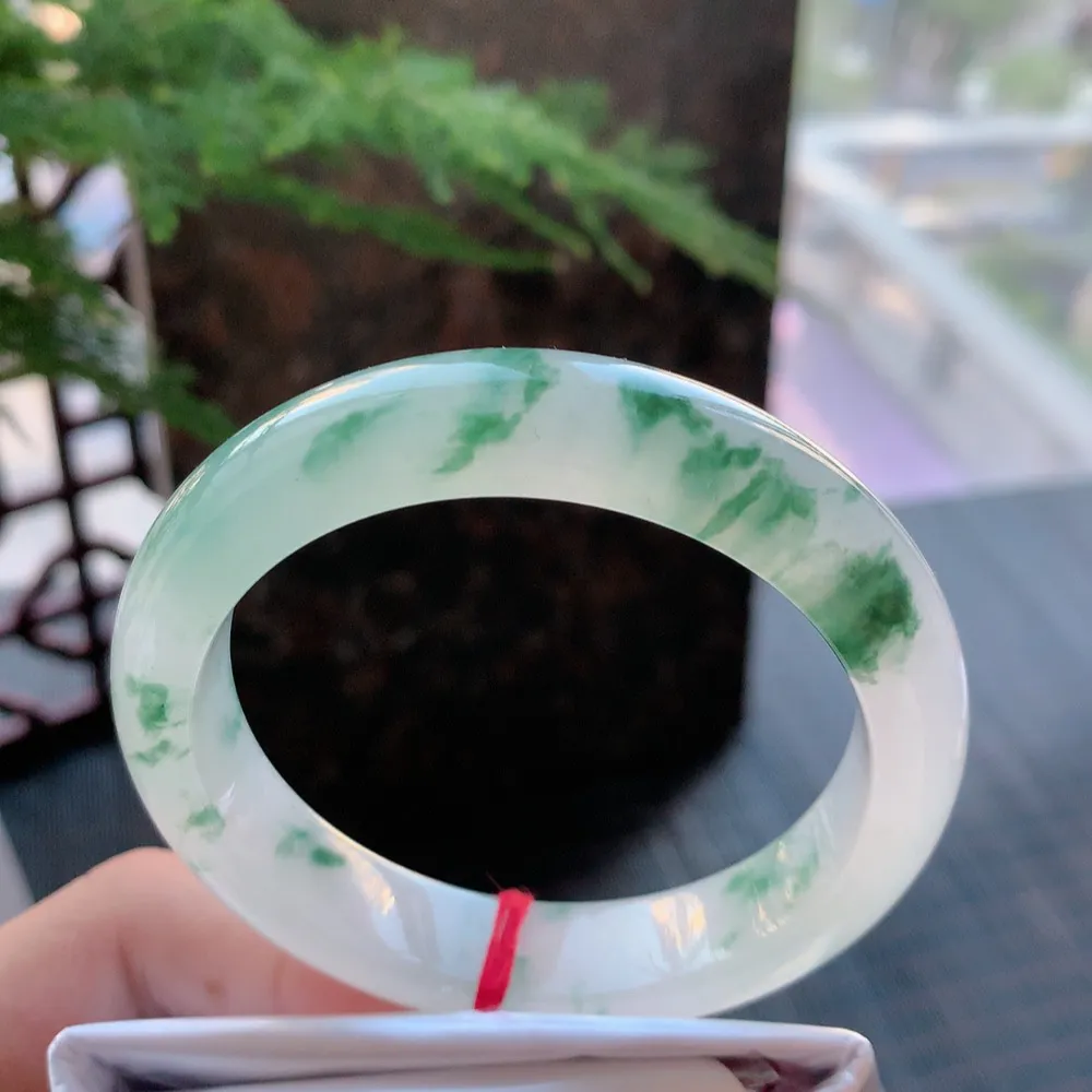 正圈高冰飘花 微纹 尺寸:55.4/12.5/8.6 花美 种水好