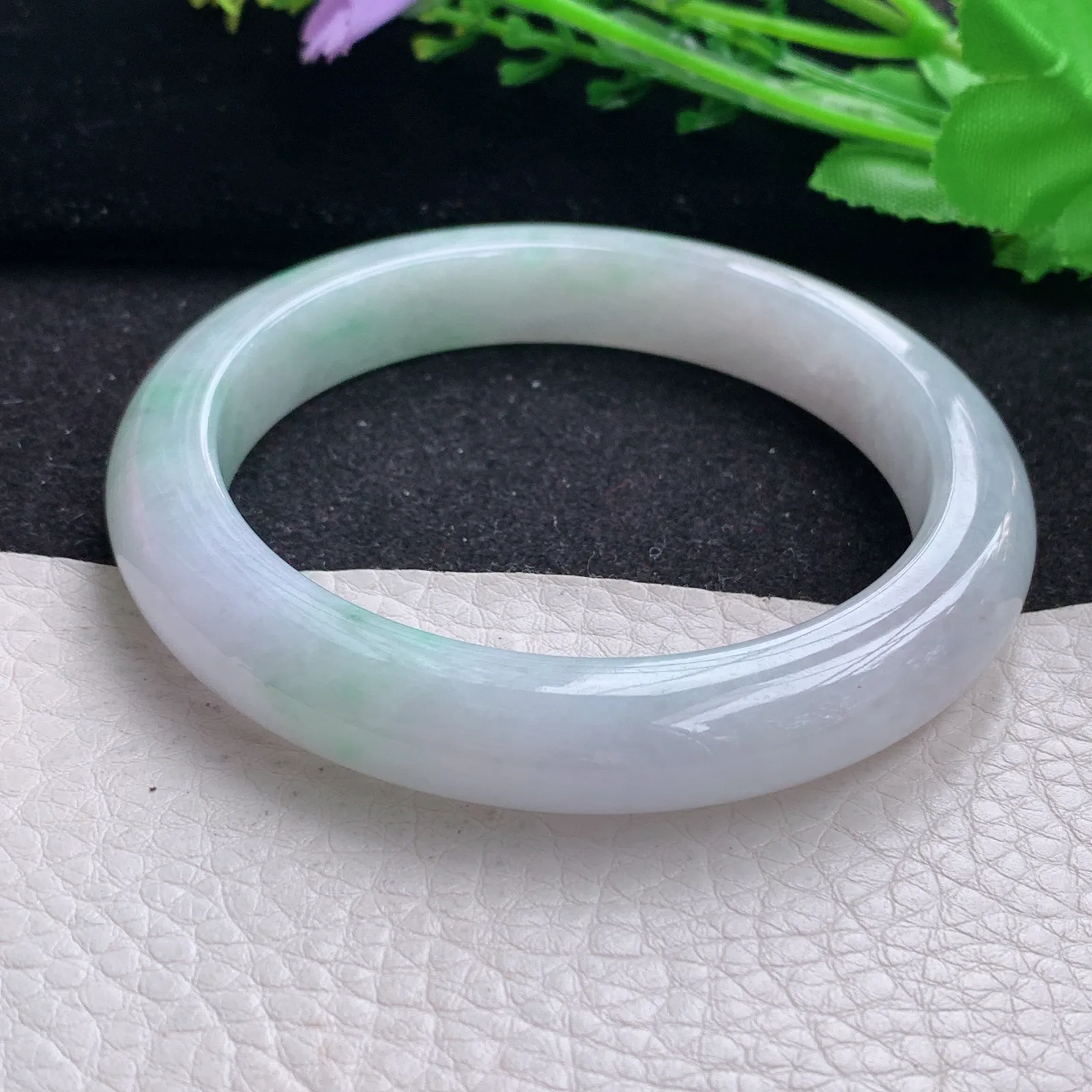 ss大圈口60*11.5*9.3平安镯 缅甸翡翠a货玉手镯大气飘绿玉手环