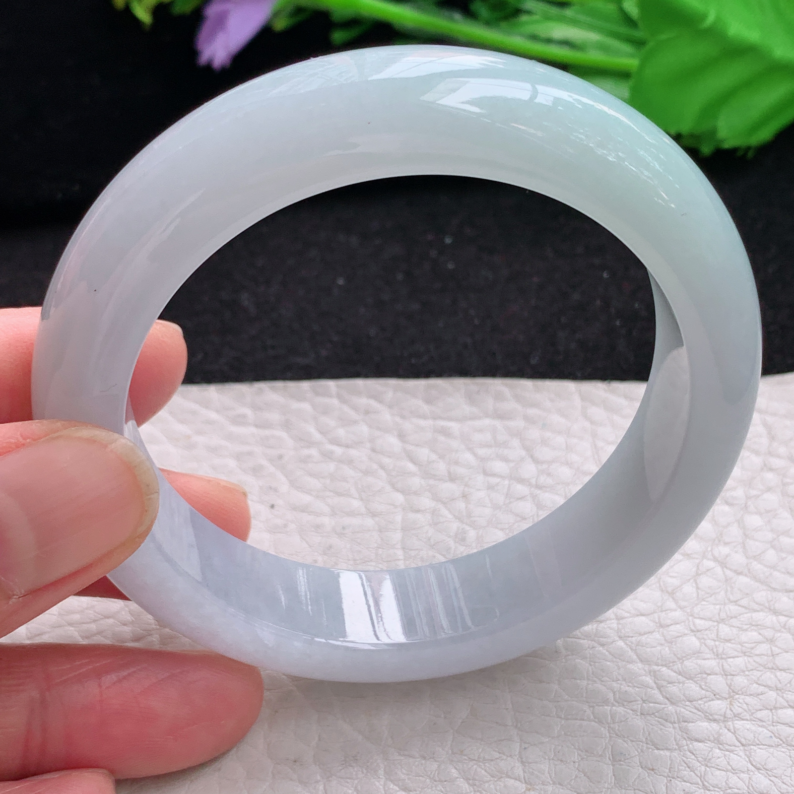 xd自然光55.5*13.5*8.7平安镯 缅甸翡翠a货玉手镯清新水润宽边玉手环