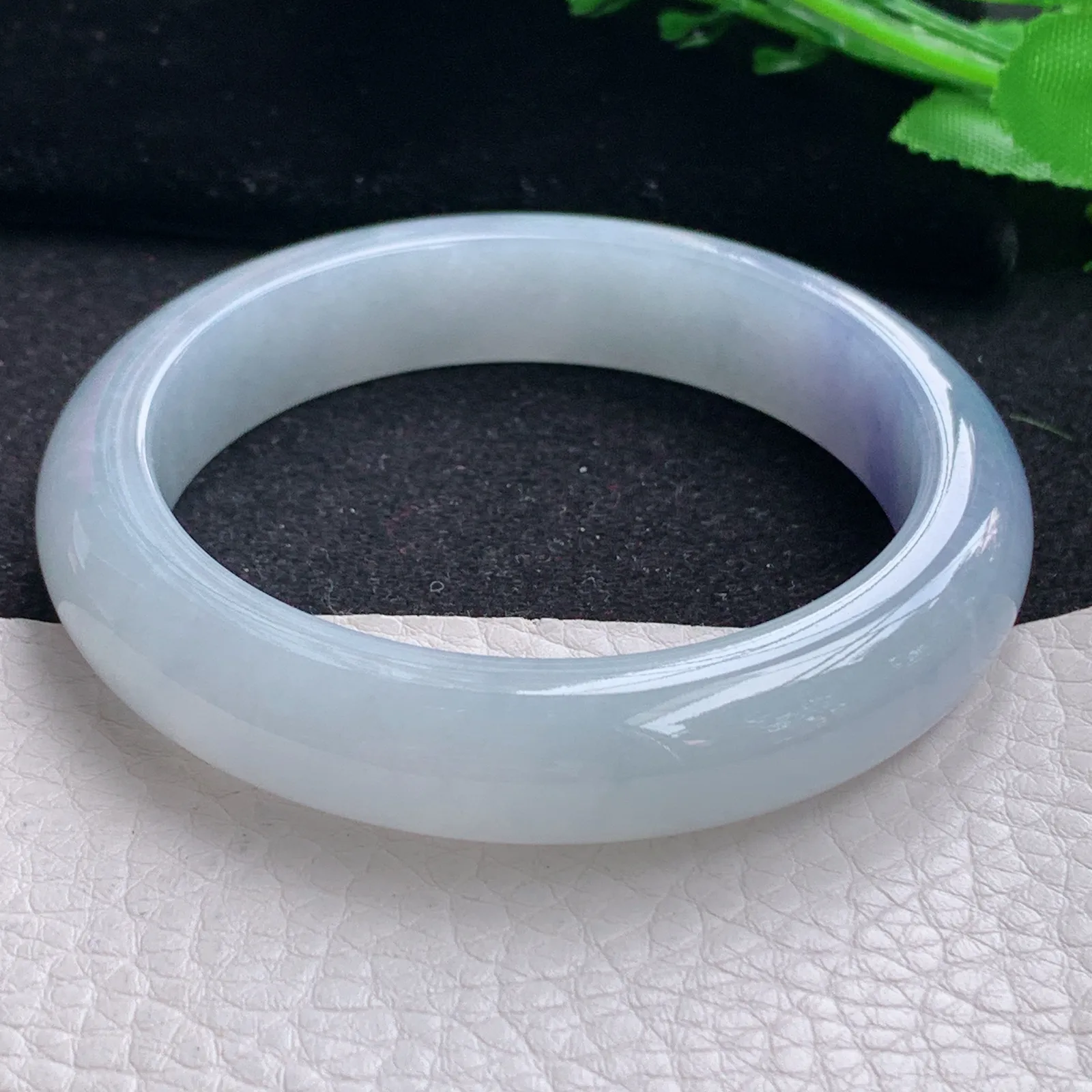 z自然光57.5*12.5*9平安镯 缅甸翡翠a货玉手镯冰紫厚装宽边玉手环