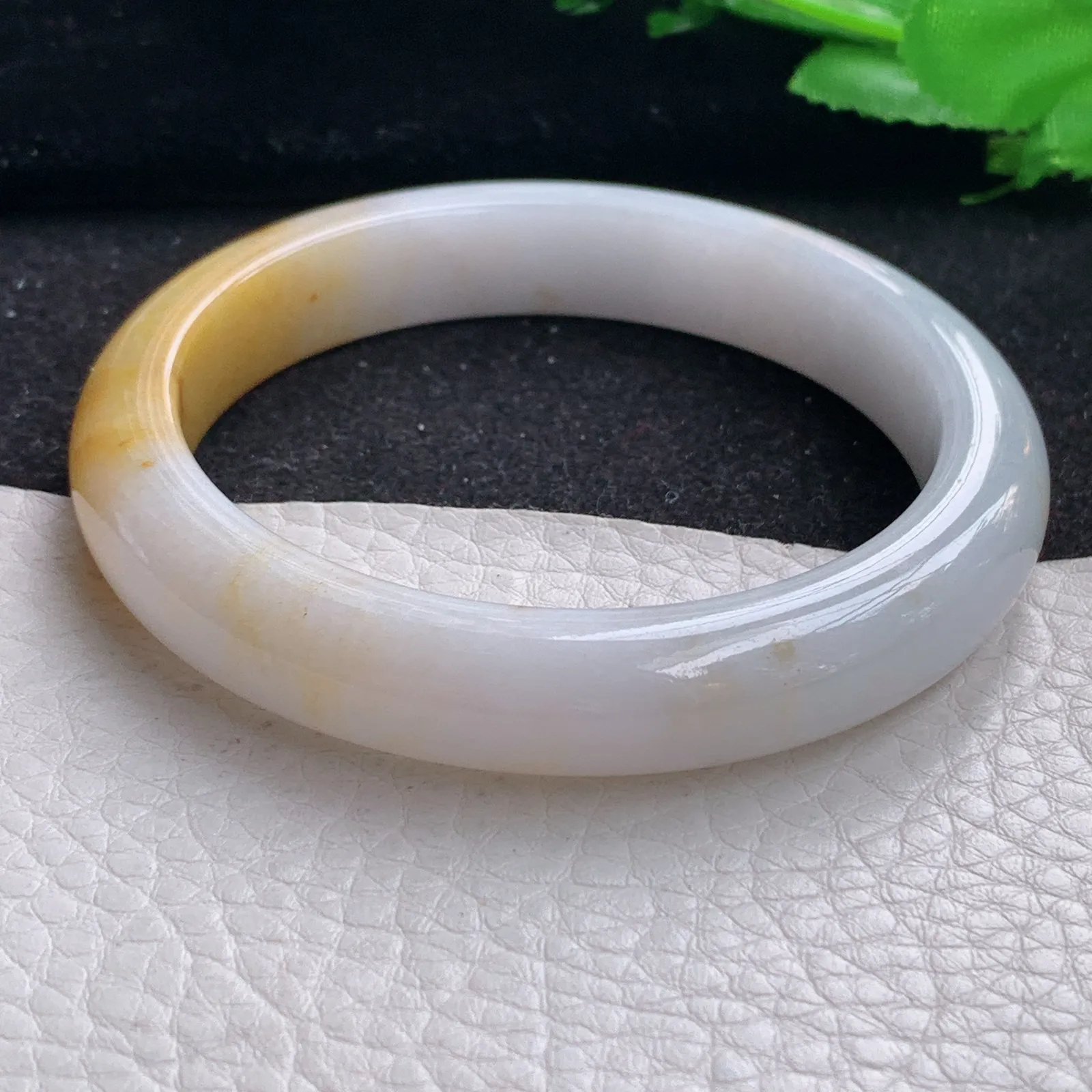 mq自然光58.5*11.5*8.5招财镯 缅甸翡翠a货玉手镯双彩水润宽边玉手环