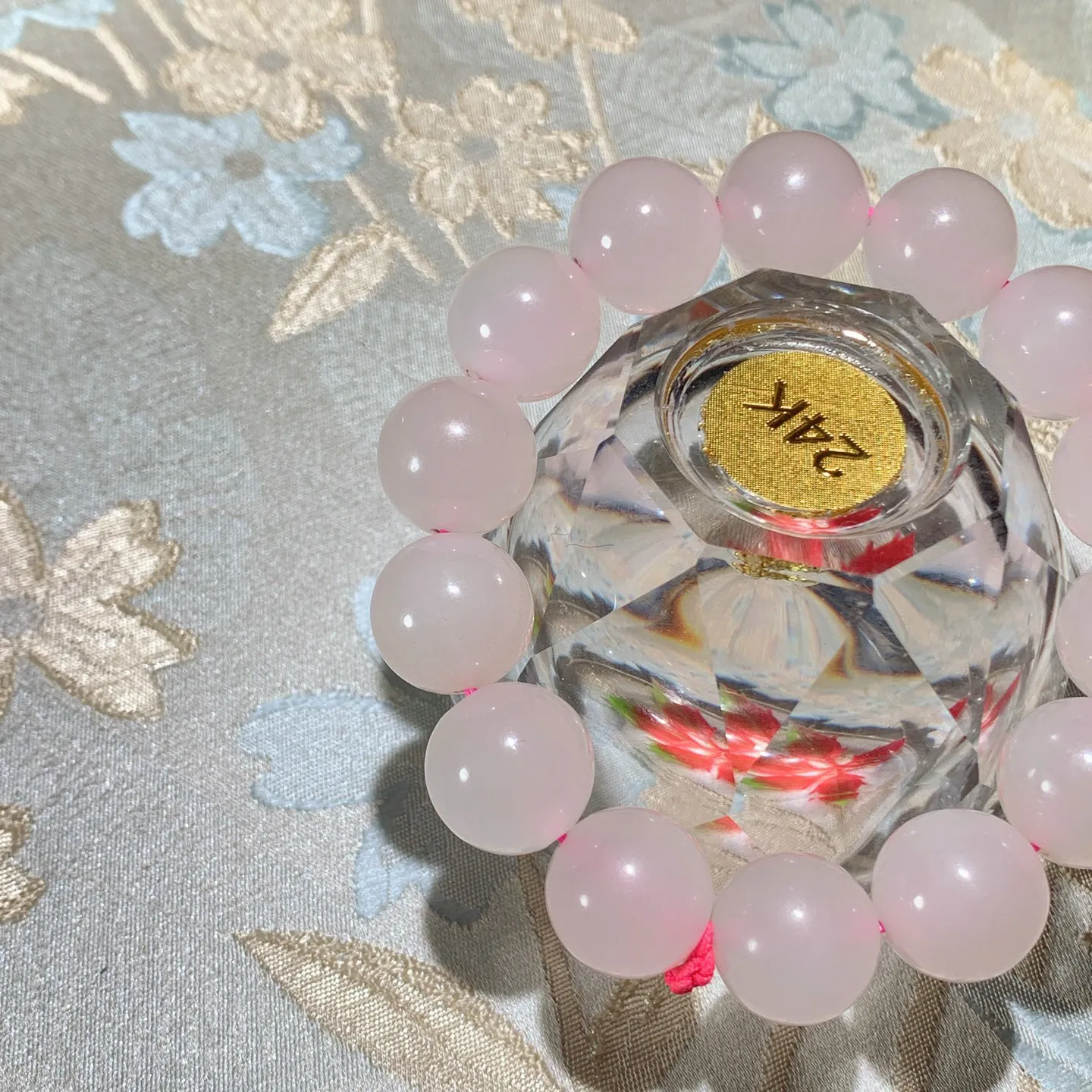 和田玉高冰藕粉圆珠手串 单颗尺寸15.玉质细腻油润。手推出油。品相大气。lt251126