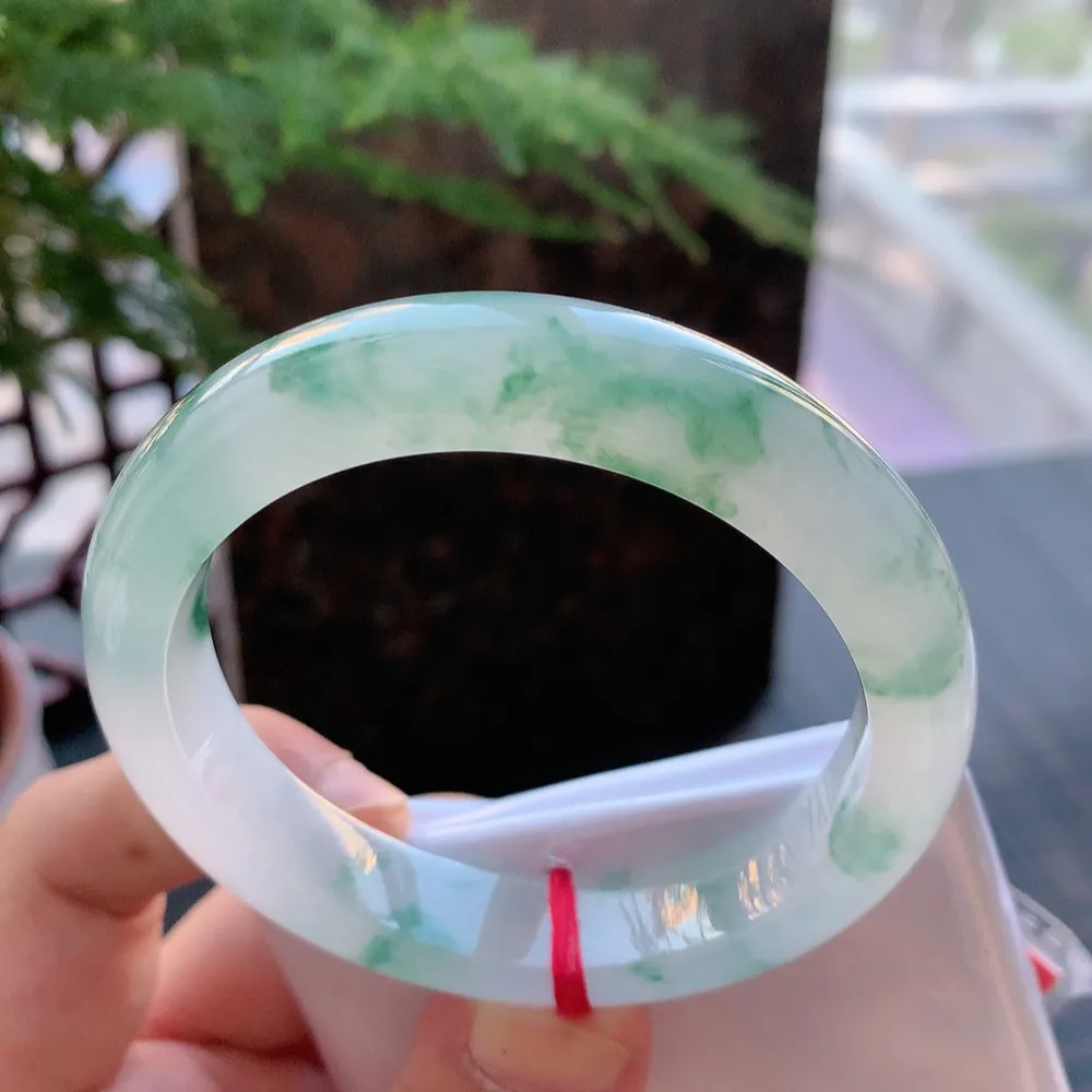 正圈高冰飘花 微纹 尺寸:55.4/12.5/8.6 花美 种水好