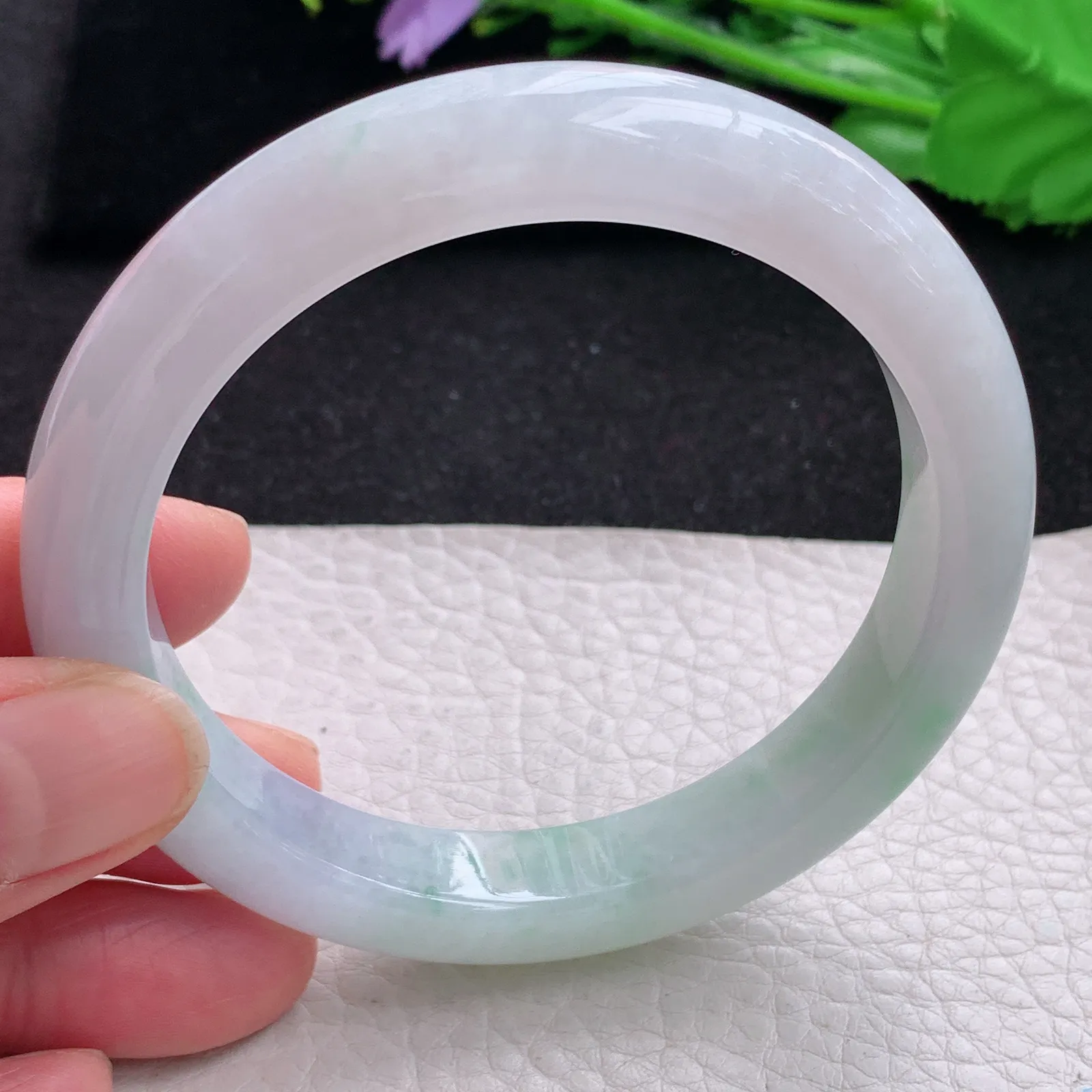 ss大圈口60*11.5*9.3平安镯 缅甸翡翠a货玉手镯大气飘绿玉手环