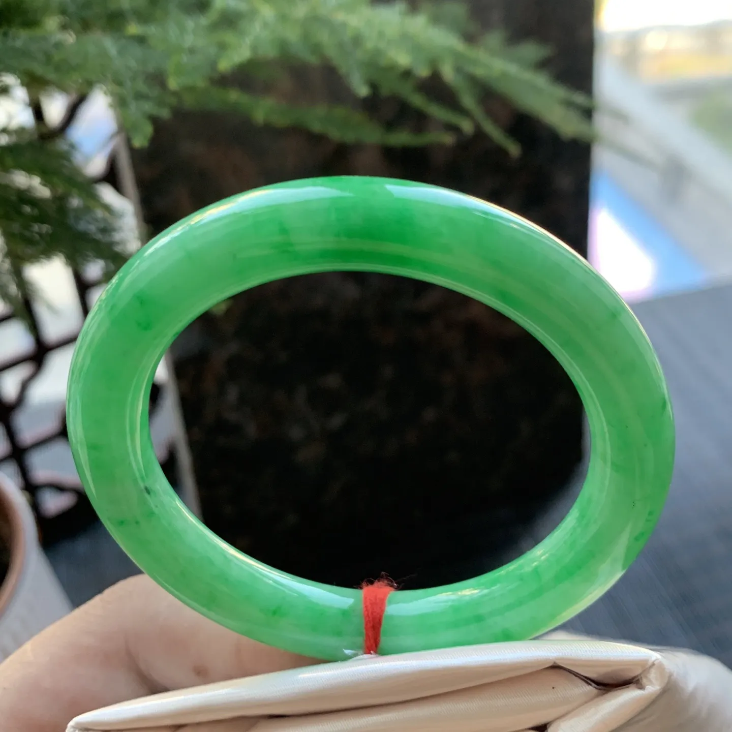 圆条满绿 微细纹 尺寸:52.1/9.2/8.8 满色