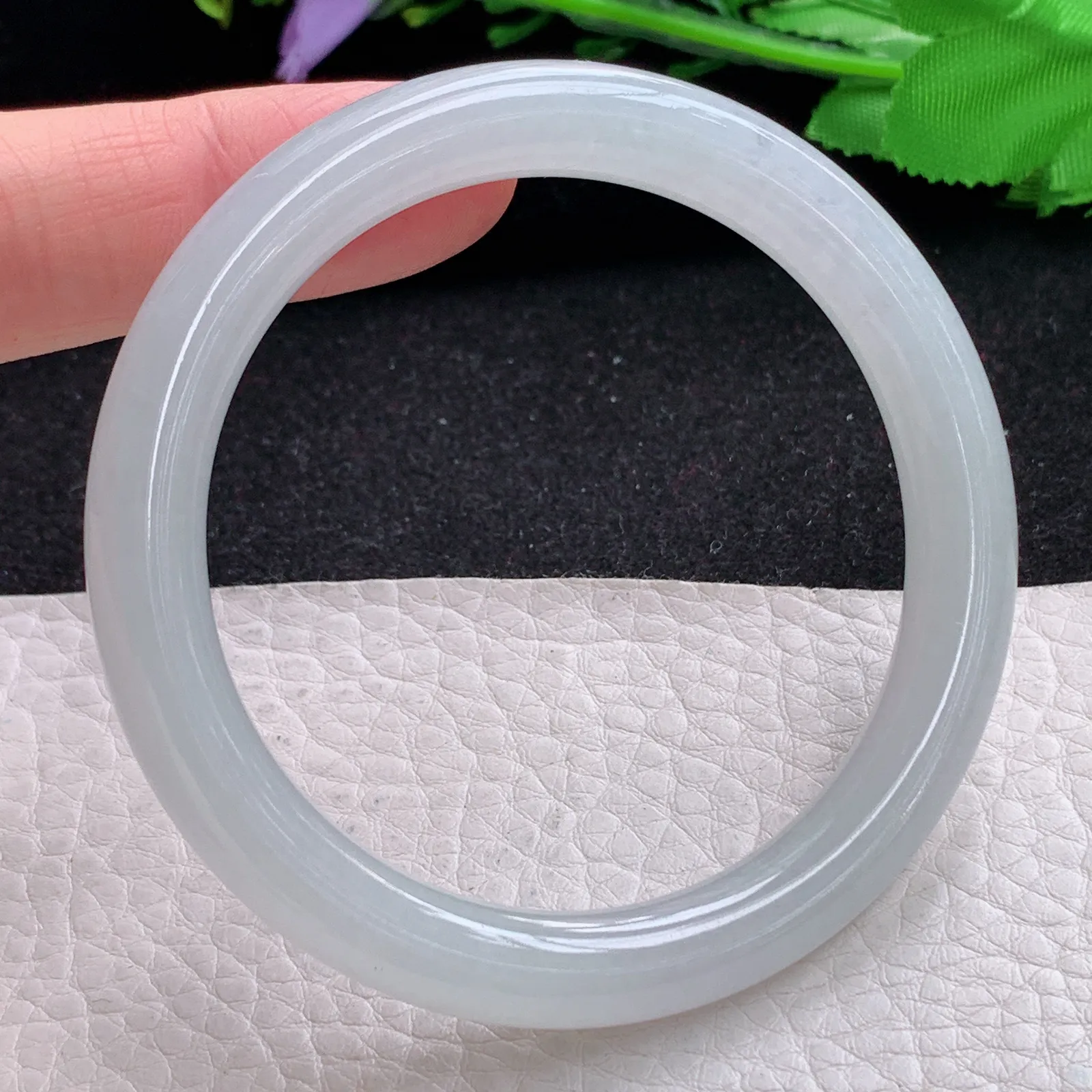 xd自然光54*8.3*8.4叮当镯 缅甸翡翠a货玉手镯冰润白月光美人镯