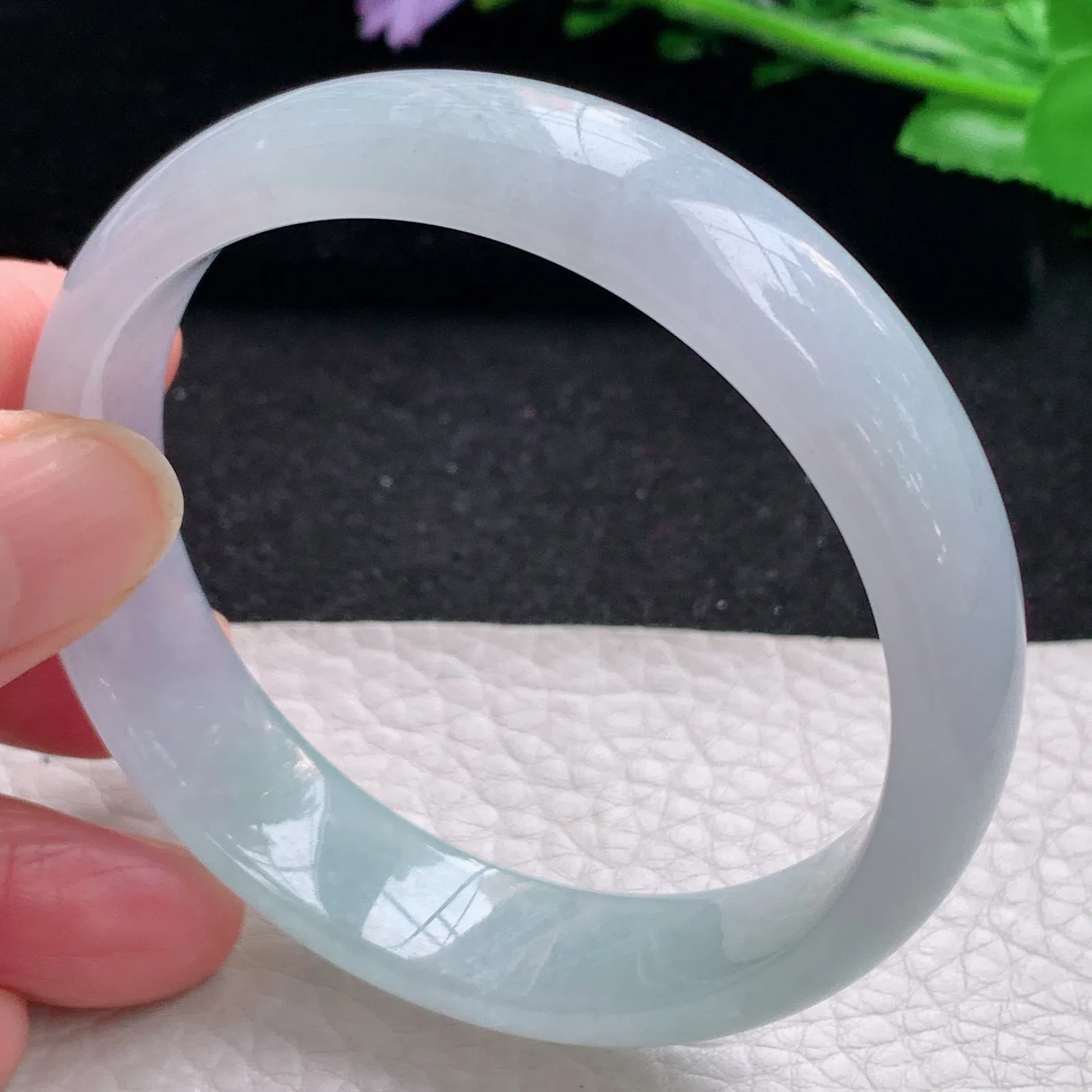 hy自然光56.5*13.9*6.6平安镯 缅甸翡翠a货玉手镯冰透宽边玉手环