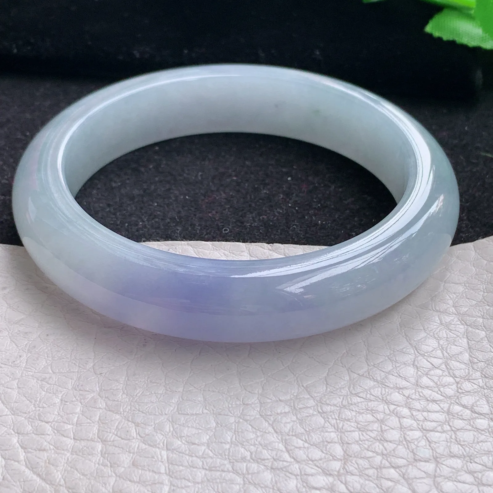 z自然光57.5*12.5*9平安镯 缅甸翡翠a货玉手镯冰紫厚装宽边玉手环