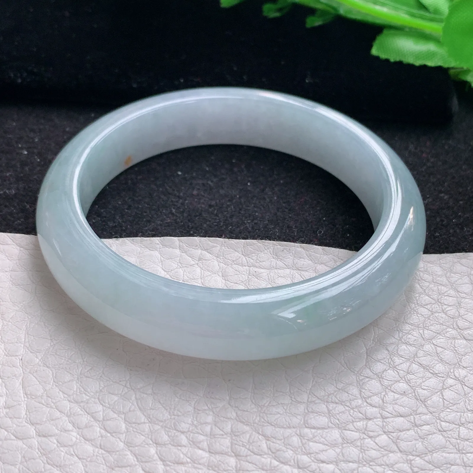 hf自然光54*12*8.2平安镯 缅甸翡翠a货玉手镯冰胶清爽宽边玉手环