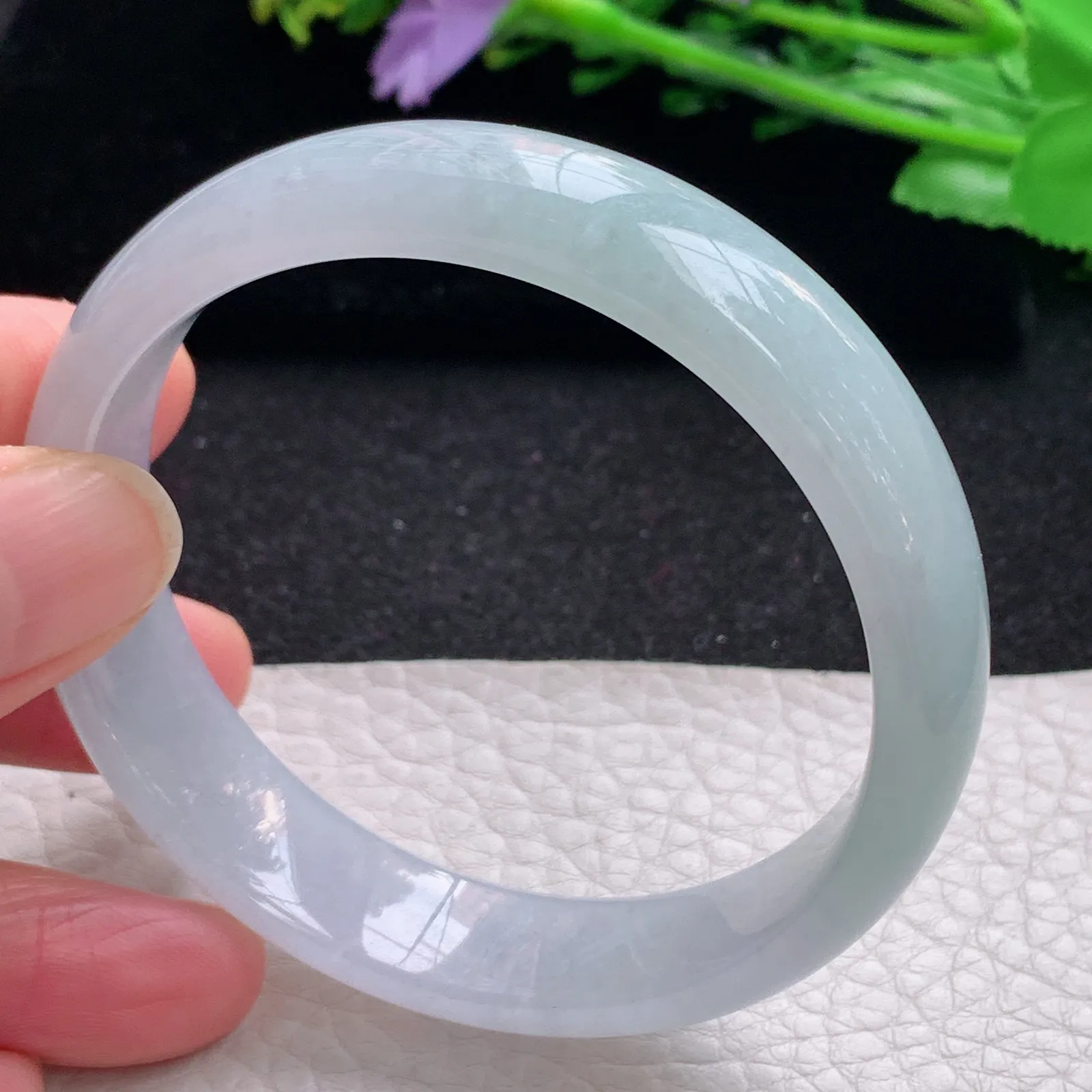 hy自然光56.5*13.9*6.6平安镯 缅甸翡翠a货玉手镯冰透宽边玉手环