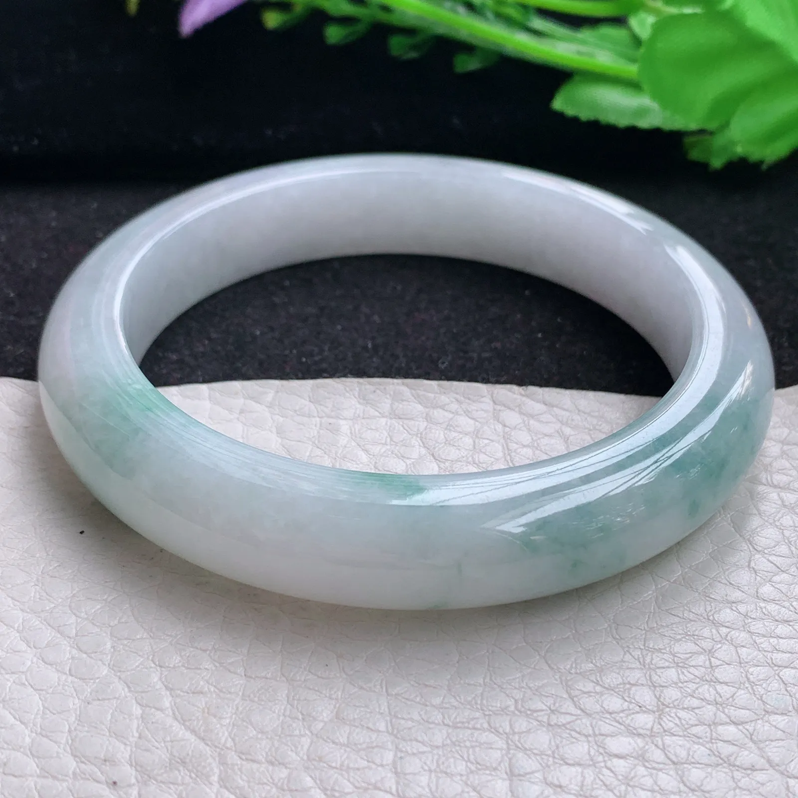 ss大圈口62.3*12.5*9.5平安镯 缅甸翡翠a货玉手镯大气飘花玉手环