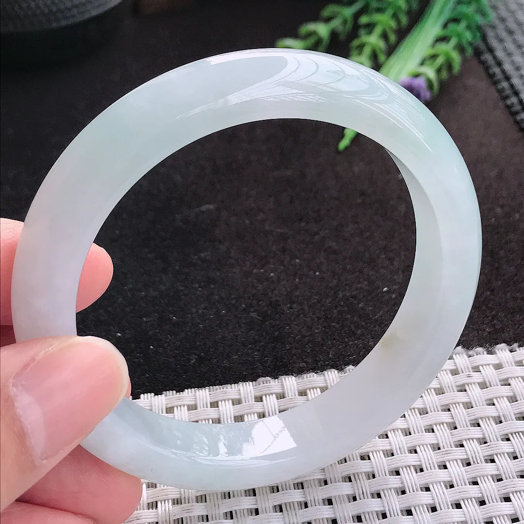 天然A货翡翠57.5/12.2/8.6老坑冰润起胶冰晴手镯宽边玉手镯