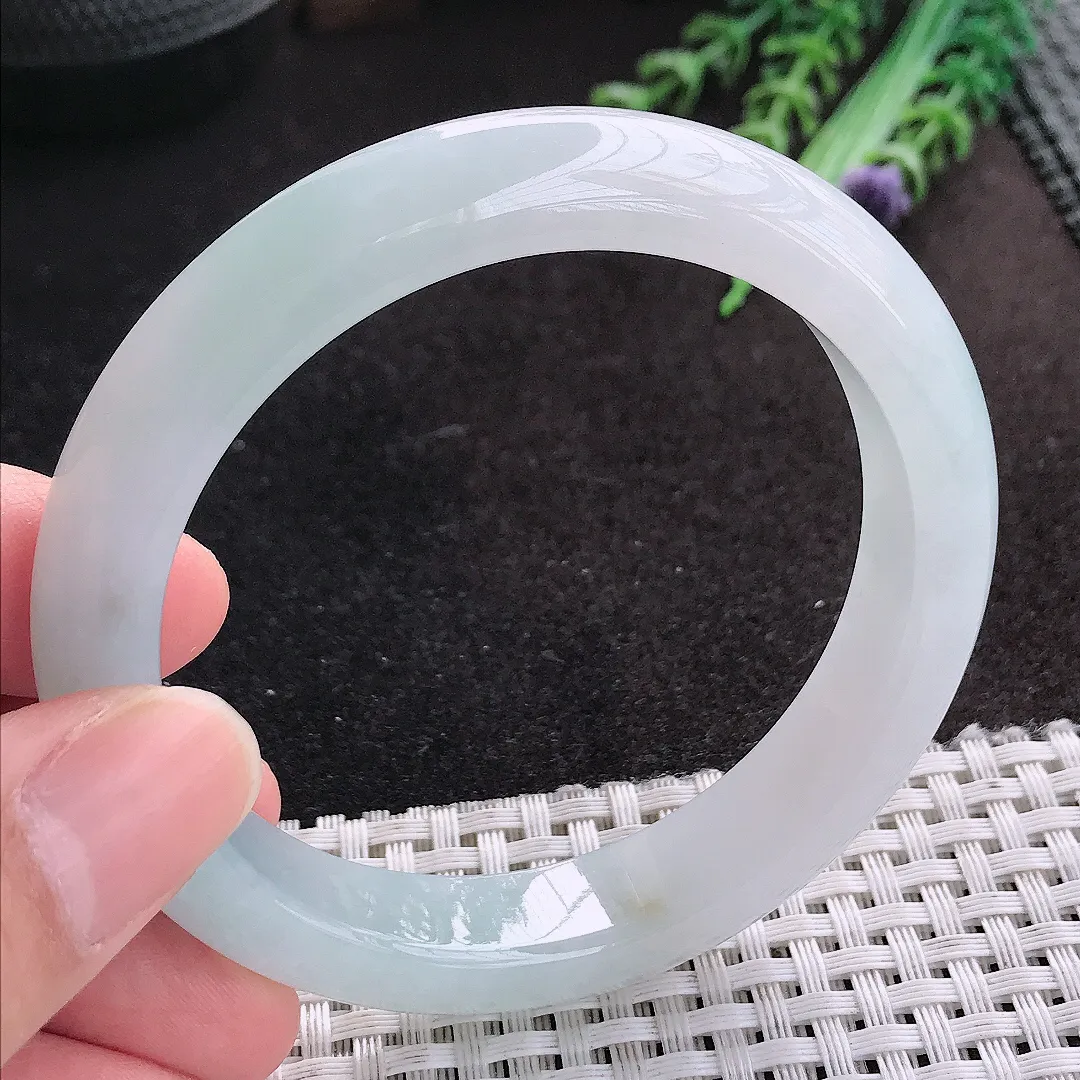 天然A货翡翠57.5/12.2/8.6老坑冰润起胶冰晴手镯宽边玉手镯