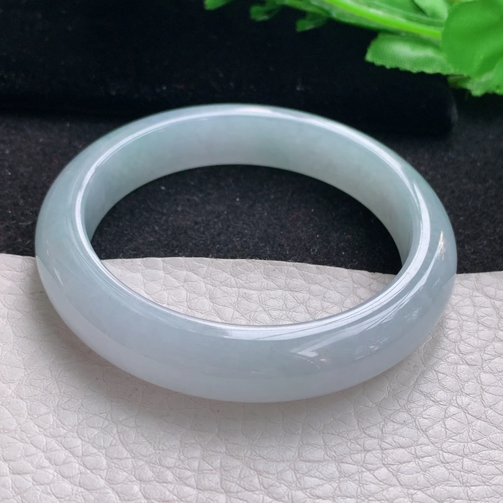 hf自然光54*12*8.2平安镯 缅甸翡翠a货玉手镯冰胶清爽宽边玉手环