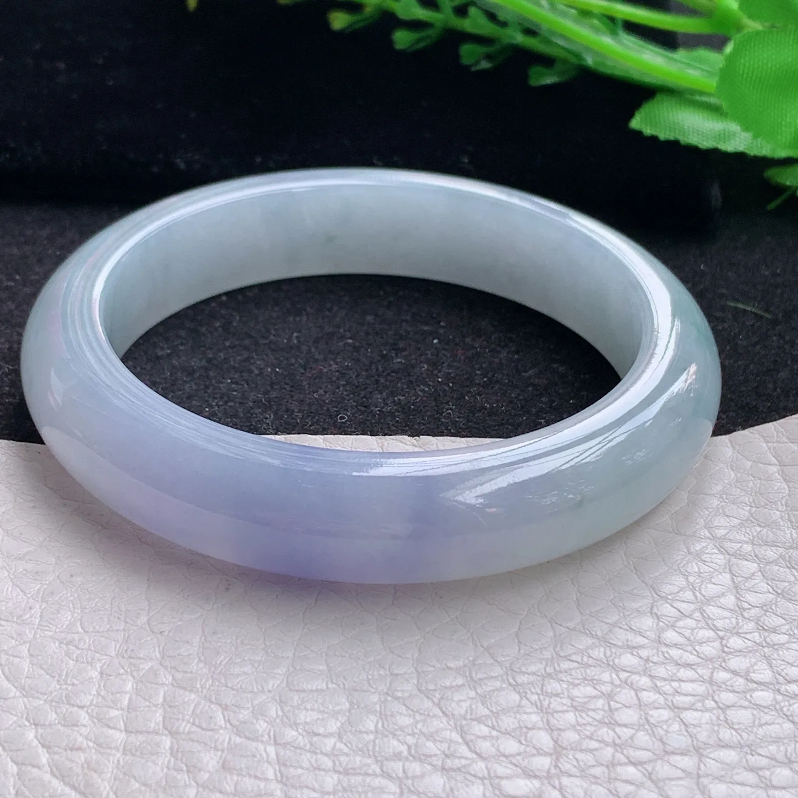 z自然光57.5*12.5*9平安镯 缅甸翡翠a货玉手镯冰紫厚装宽边玉手环