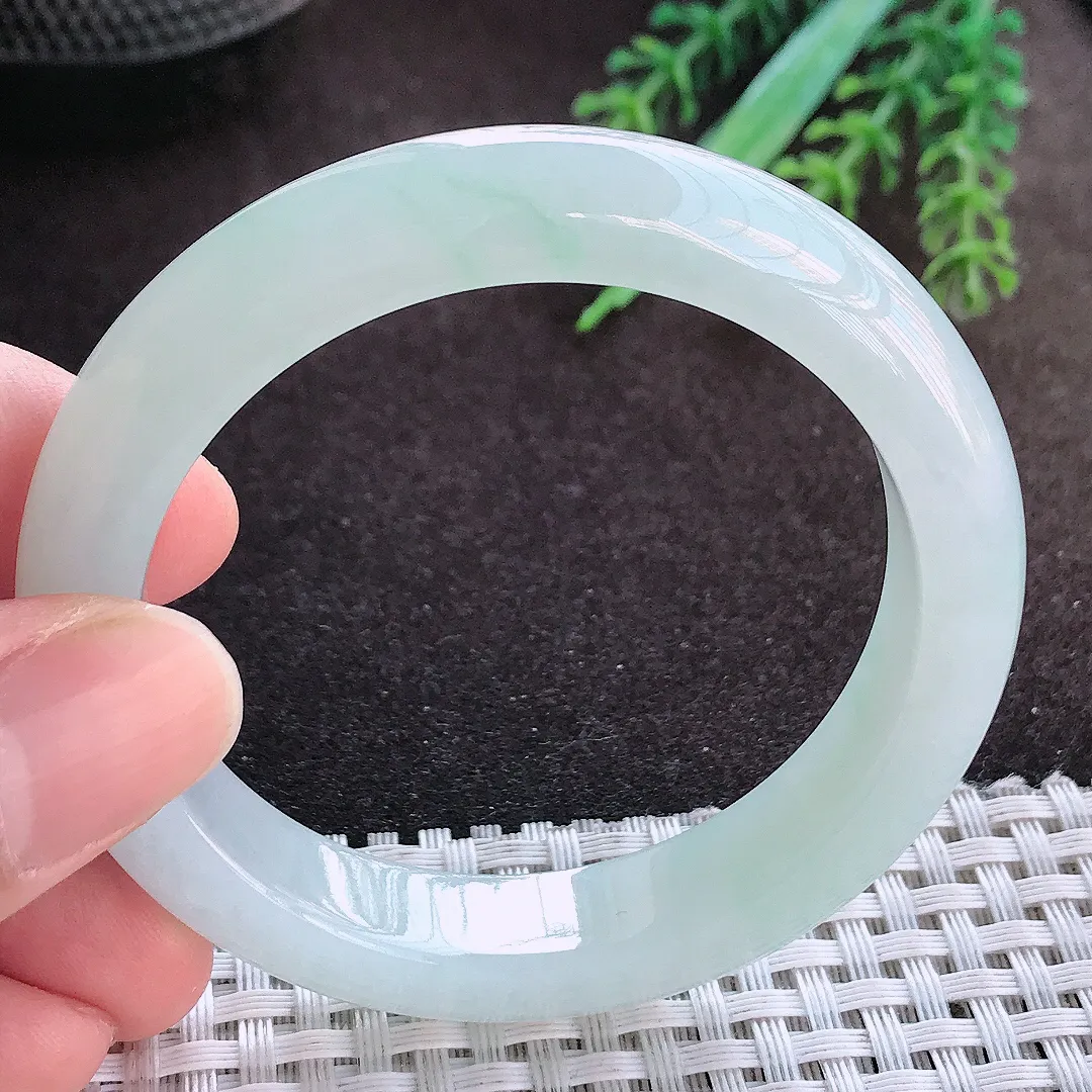 天然A货翡翠50.8/10.8/8老坑冰胶果冻小圈口冰晴手镯宽边玉手镯