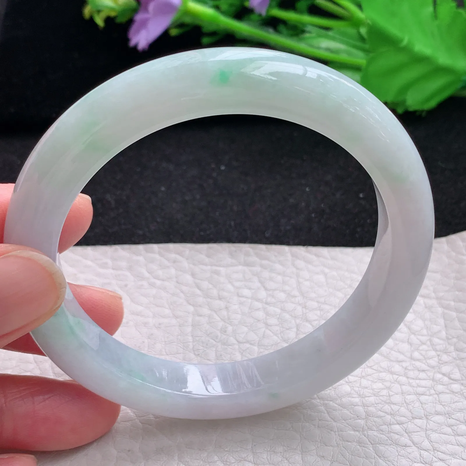 ss大圈口60*11.5*9.3平安镯 缅甸翡翠a货玉手镯大气飘绿玉手环