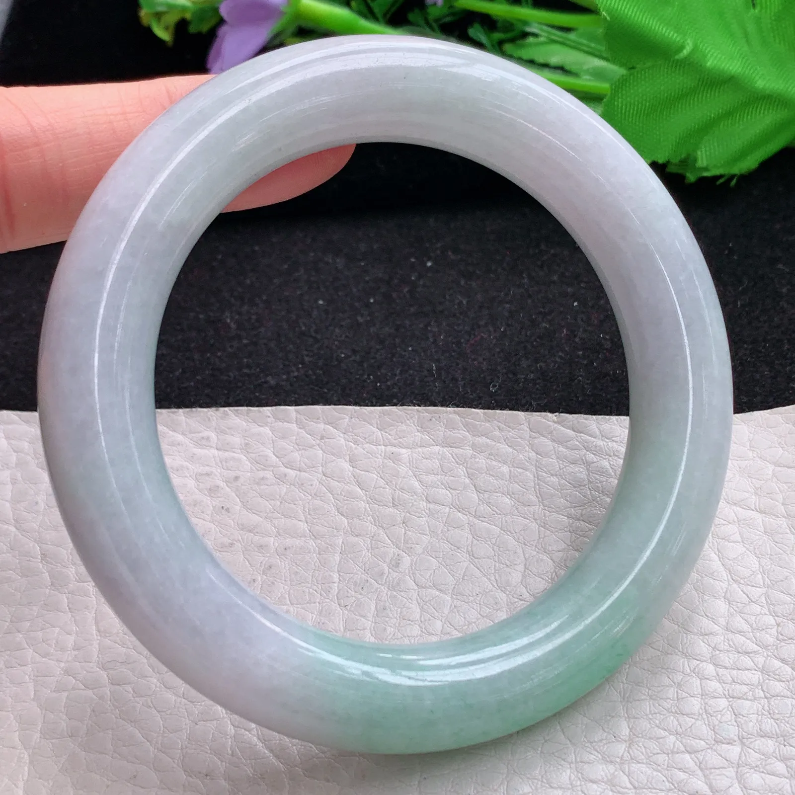 ss自然光58*11.6*11.2胖圆镯 缅甸翡翠a货玉手镯清新水润玉手环 美人镯