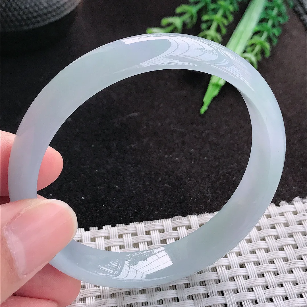 天然A货翡翠58.5/12.9/6.4老坑冰胶果冻紫色底手镯宽边玉手镯