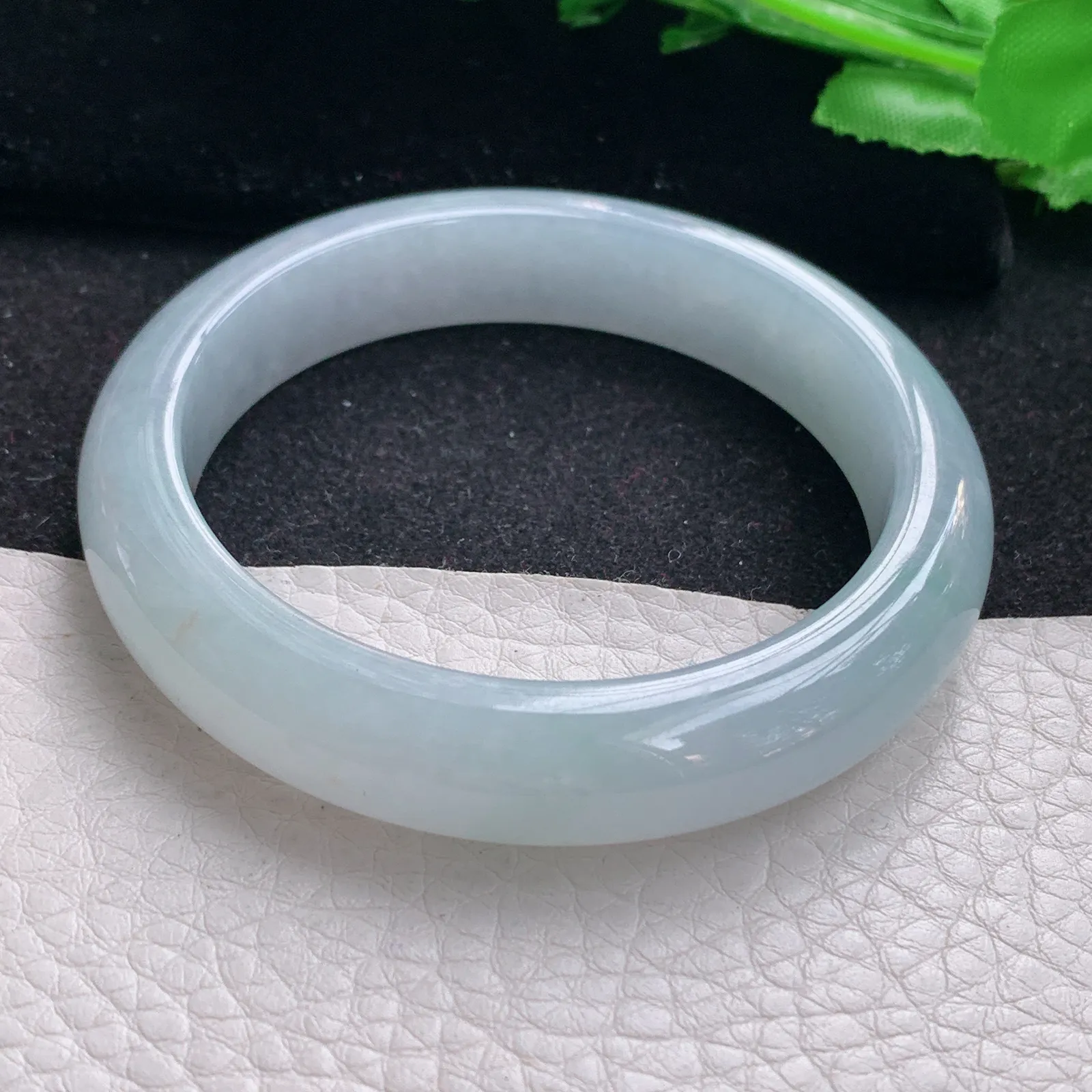 hf自然光54*12*8.2平安镯 缅甸翡翠a货玉手镯冰胶清爽宽边玉手环