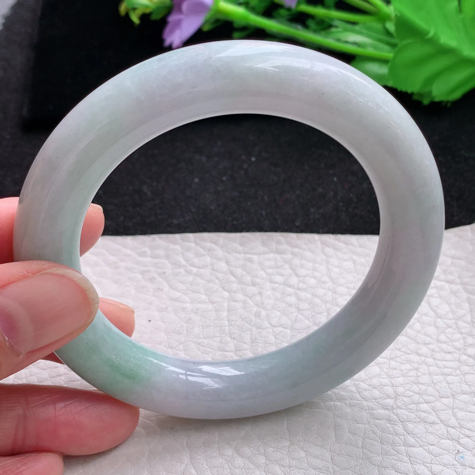 ss自然光58*11.6*11.2胖圆镯 缅甸翡翠a货玉手镯清新水润玉手环 美人镯