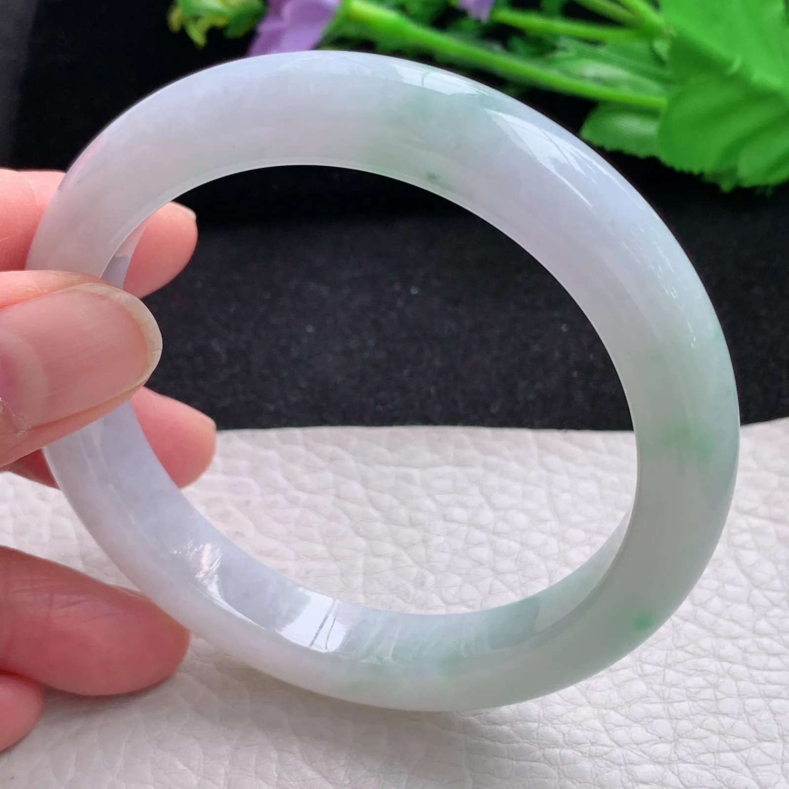 ss大圈口60*11.5*9.3平安镯 缅甸翡翠a货玉手镯大气飘绿玉手环