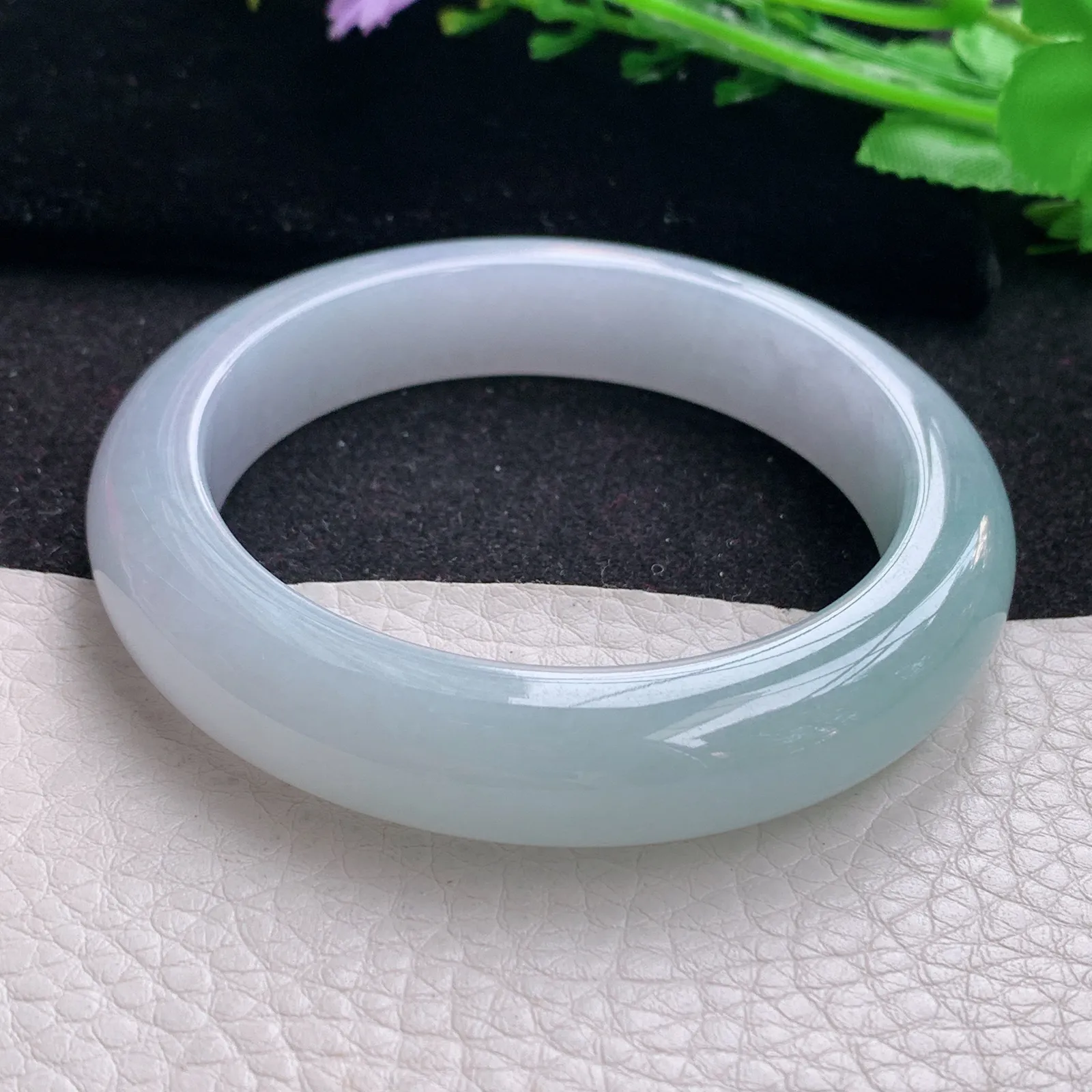 hy自然光56*12.3*9.5平安镯 缅甸翡翠a货玉手镯清新厚装宽边玉手环