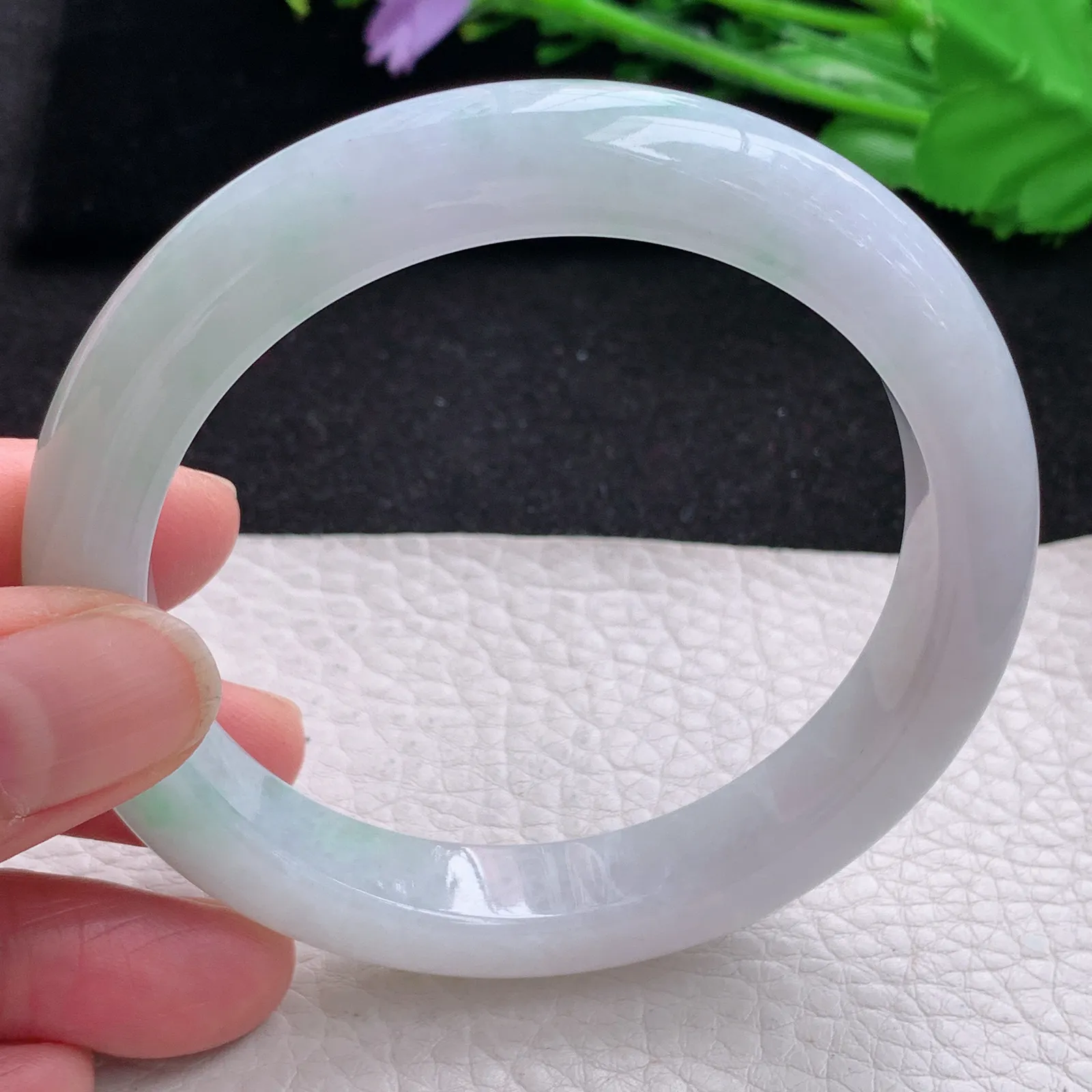 ss大圈口60*11.5*9.3平安镯 缅甸翡翠a货玉手镯大气飘绿玉手环