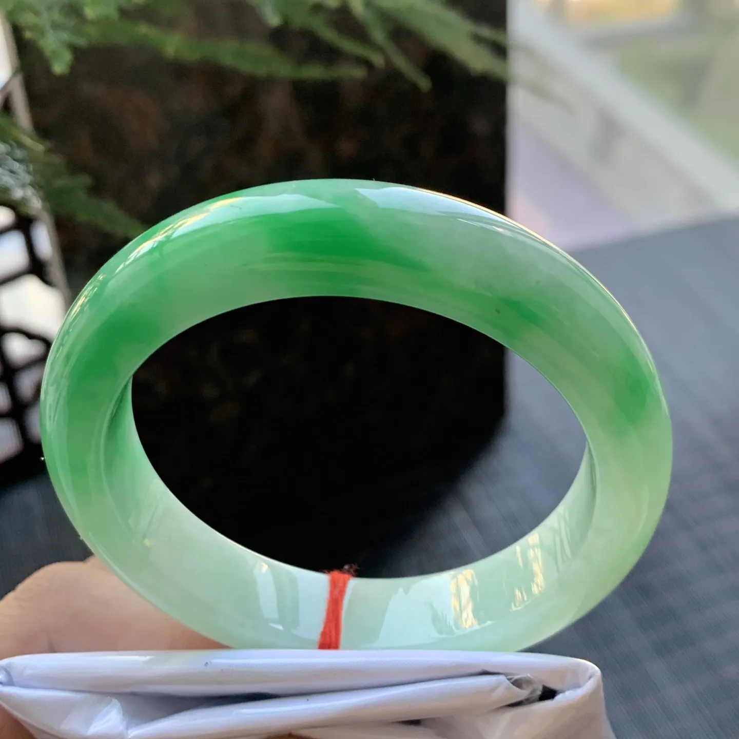 正圈一大节阳绿 无瑕 尺寸:56.6/13/8.9 色好🥰🥰