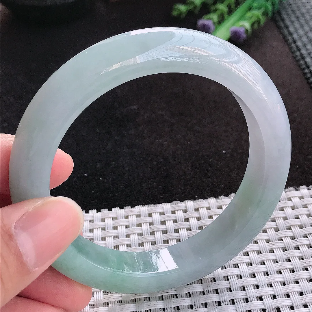 天然A货翡翠59/12.5/9.7老坑冰胶水灵冰晴手镯宽边玉手镯