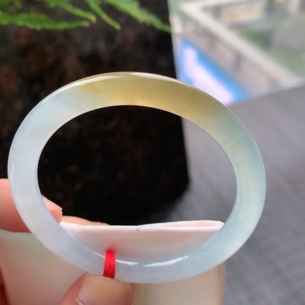 圆条冰玻黄翡 无瑕 尺寸:54.4/7.4/7.7 种色俱佳