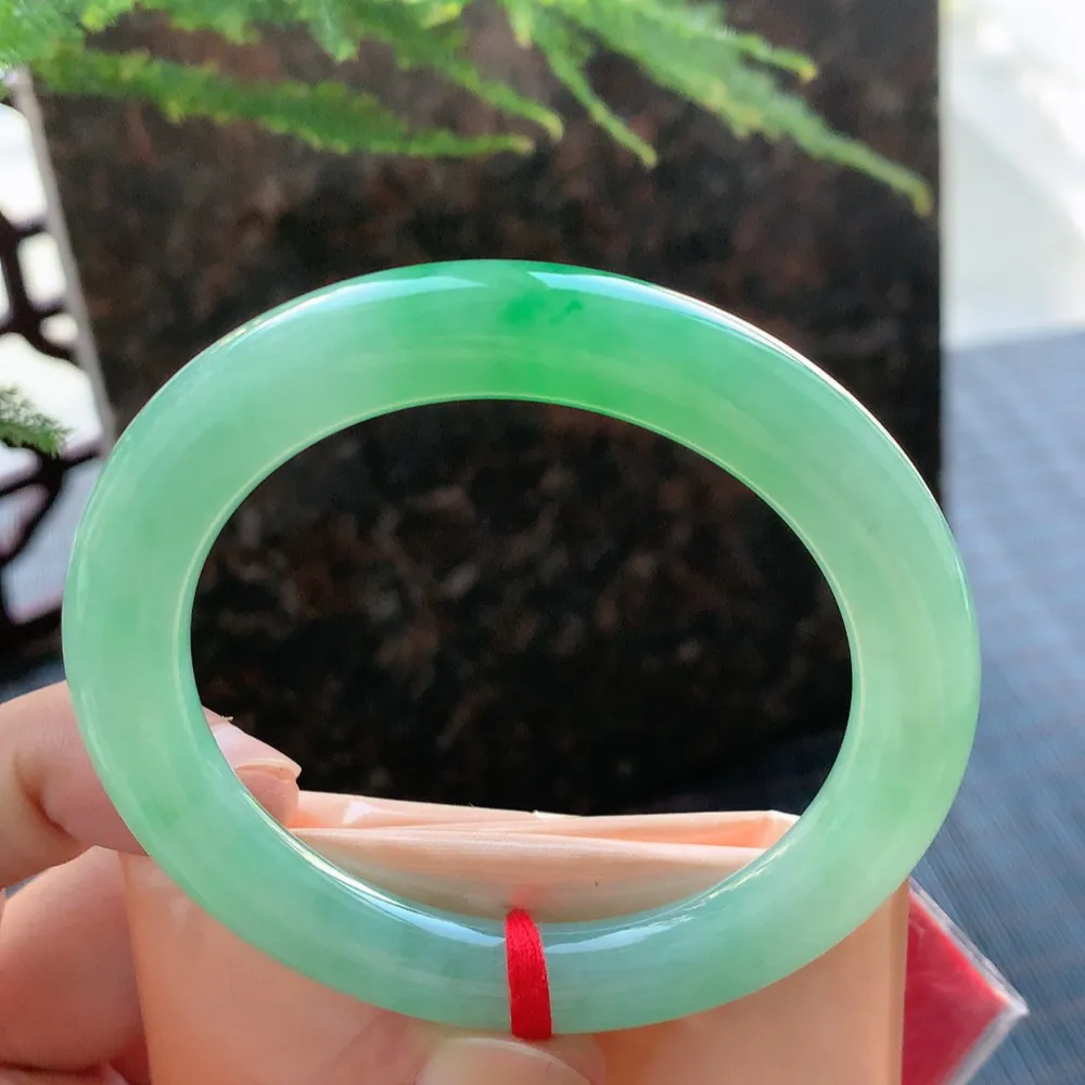 圆条冰阳绿 无瑕 尺寸:53.4/9.6 种色兼备