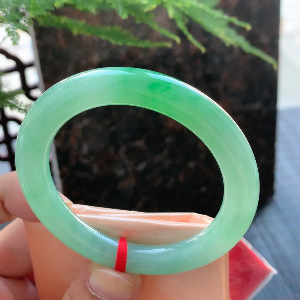 圆条冰阳绿 无瑕 尺寸:53.4/9.6 种色兼备