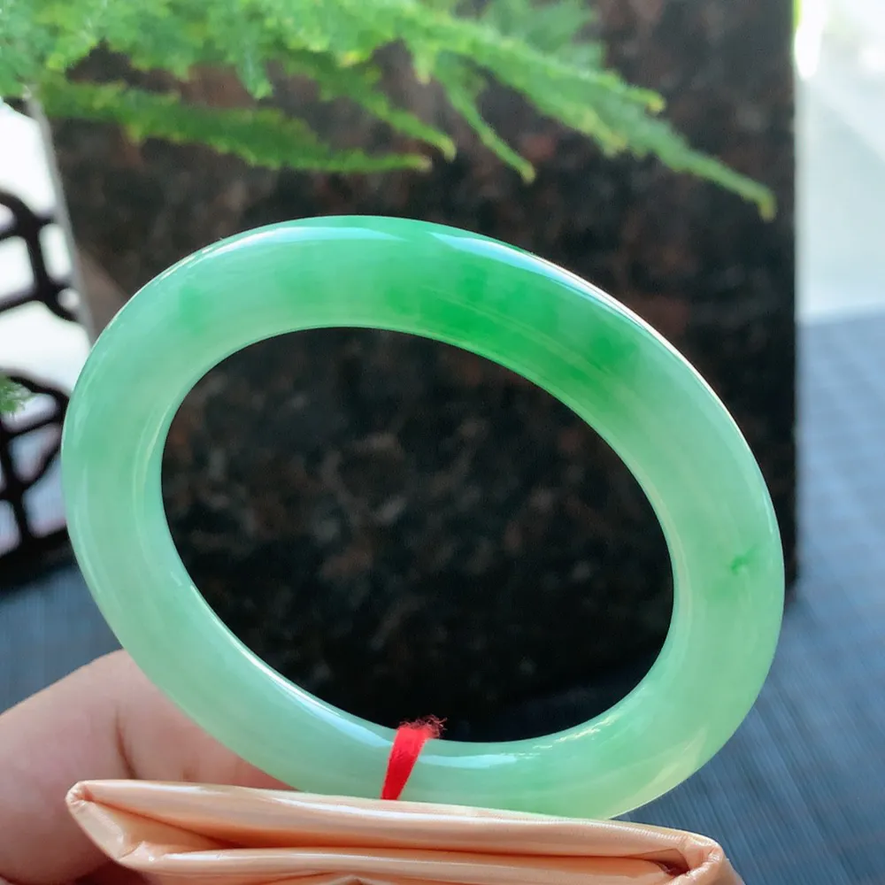 圆条冰阳绿 无瑕 尺寸:53.4/9.6 种色兼备