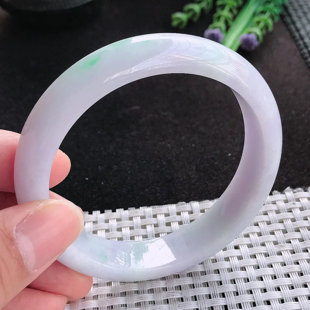 天然A货翡翠59.5/14/8老坑秀气温润手镯宽边玉手镯