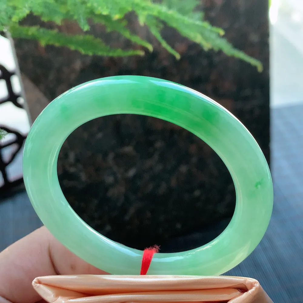 圆条冰阳绿 无瑕 尺寸:53.4/9.6 种色兼备