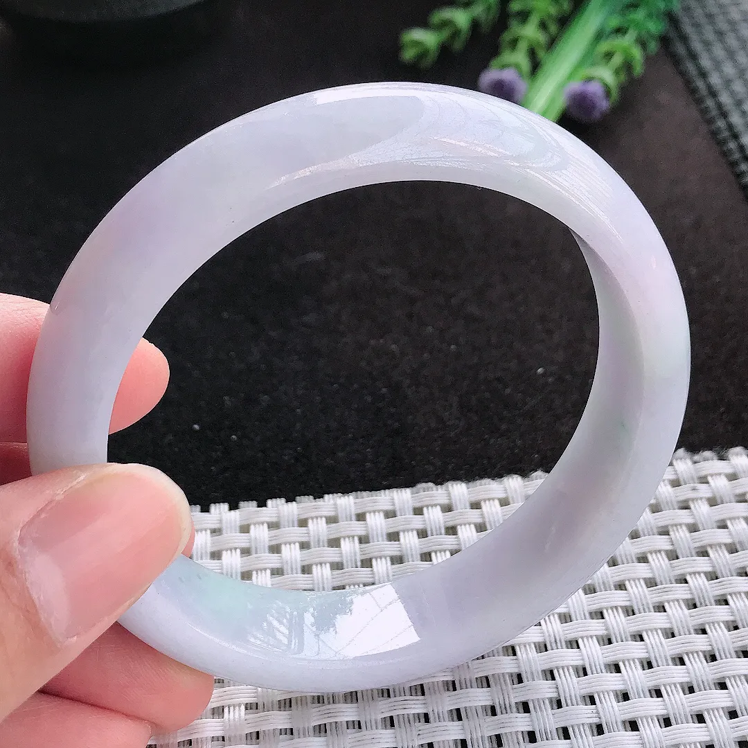 天然A货翡翠59.5/14/8老坑秀气温润手镯宽边玉手镯