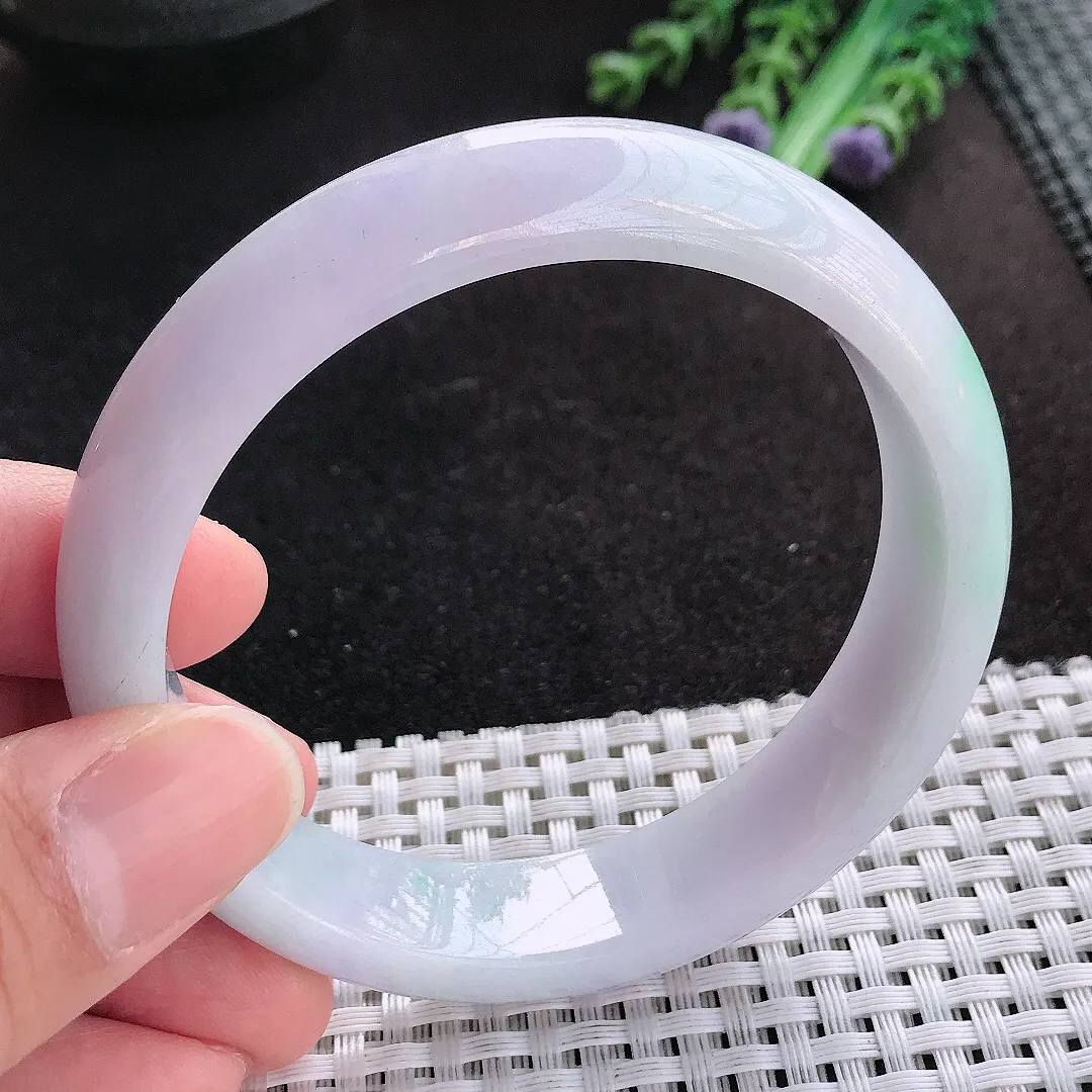 天然A货翡翠59.5/14/8老坑秀气温润手镯宽边玉手镯