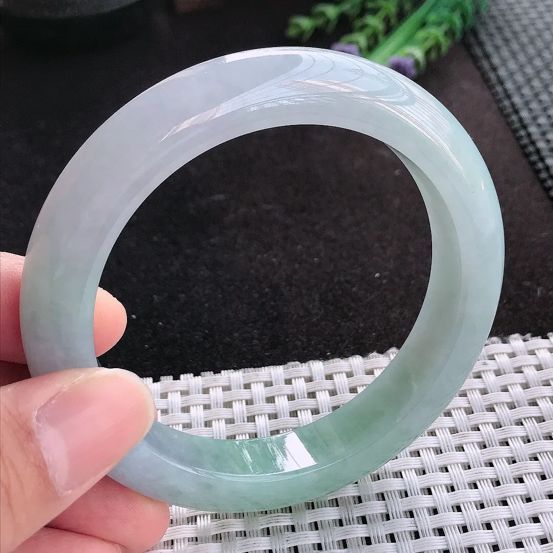 天然A货翡翠59/12.5/9.7老坑冰胶水灵冰晴手镯宽边玉手镯