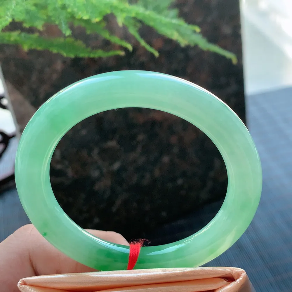 圆条冰阳绿 无瑕 尺寸:53.4/9.6 种色兼备