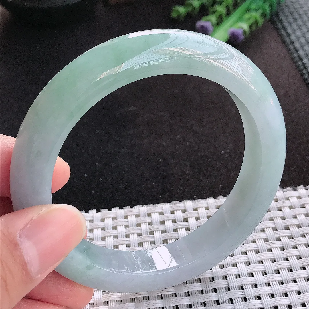 天然A货翡翠59/12.5/9.7老坑冰胶水灵冰晴手镯宽边玉手镯