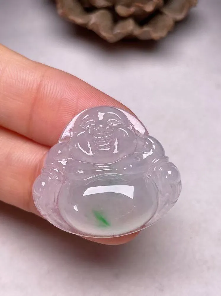 冰种飘绿【佛公】吊坠，种水好，玉质细腻 ，卖相好.