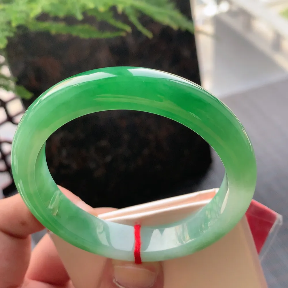 正圈一大节翠绿 无瑕 尺寸:57.6/12.2/8.6 色好