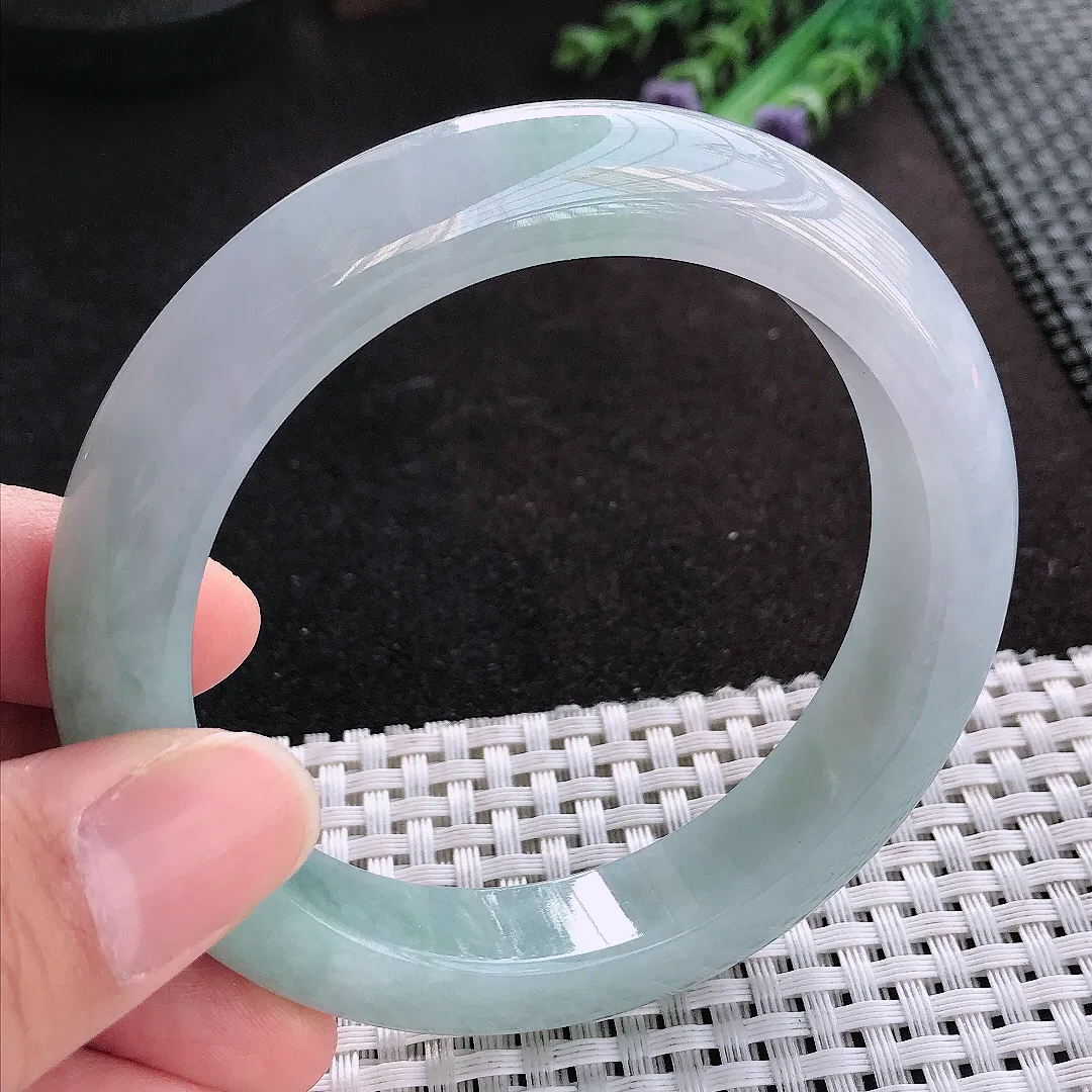 天然A货翡翠59/12.5/9.7老坑冰胶水灵冰晴手镯宽边玉手镯