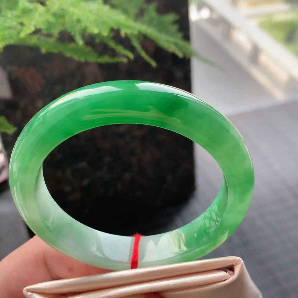 正圈一大节翠绿 无瑕 尺寸:57.6/12.2/8.6 色好