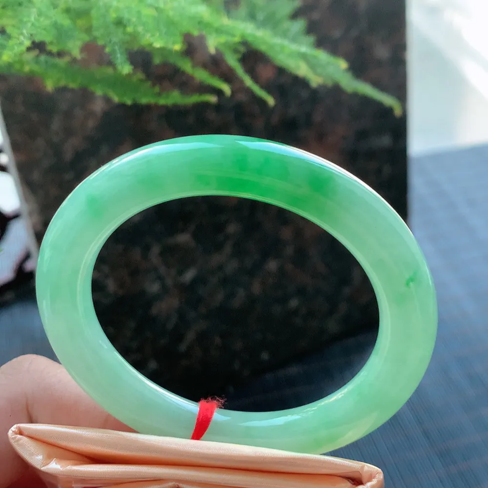 圆条冰阳绿 无瑕 尺寸:53.4/9.6 种色兼备