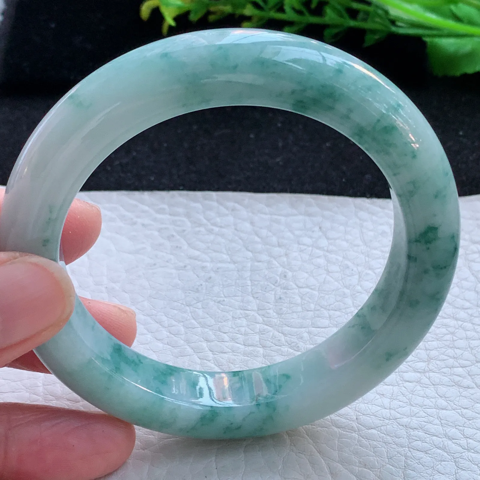 ss自然光59*12.6*10.2平安镯 缅甸翡翠a货玉手镯飘花厚装玉手环